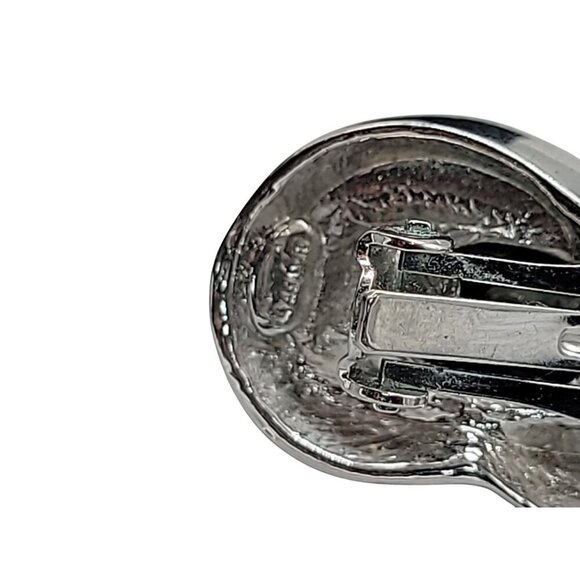 Craft Faux Onyx Clip On Earrings Cats Eye Style Highly Collectible Brand Vintage - Picture 15 of 15